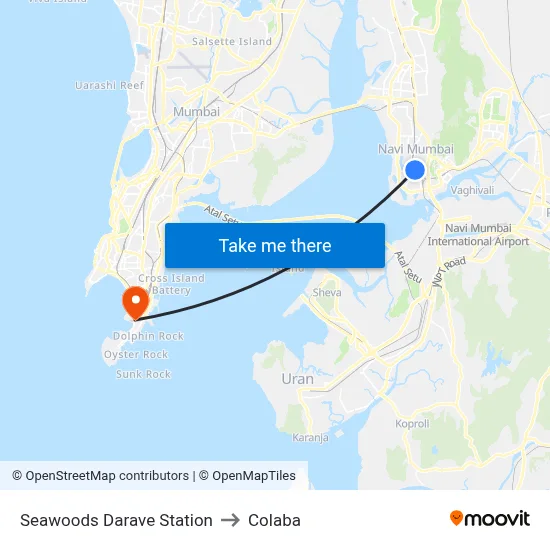 Seawoods Darave Station to Colaba map