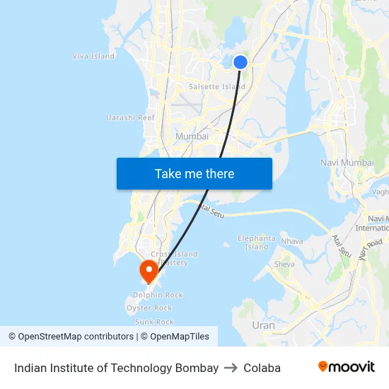 Indian Institute of Technology Bombay to Colaba map