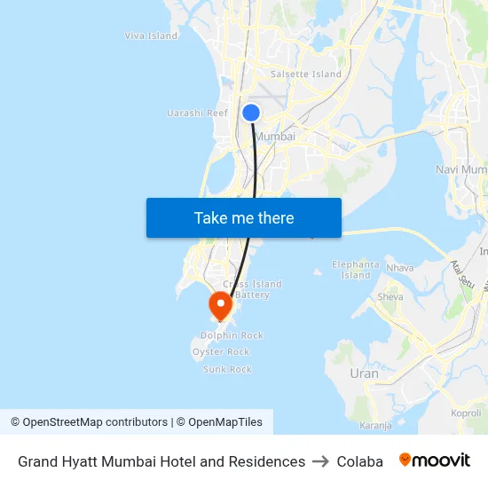 Grand Hyatt Mumbai Hotel and Residences to Colaba map