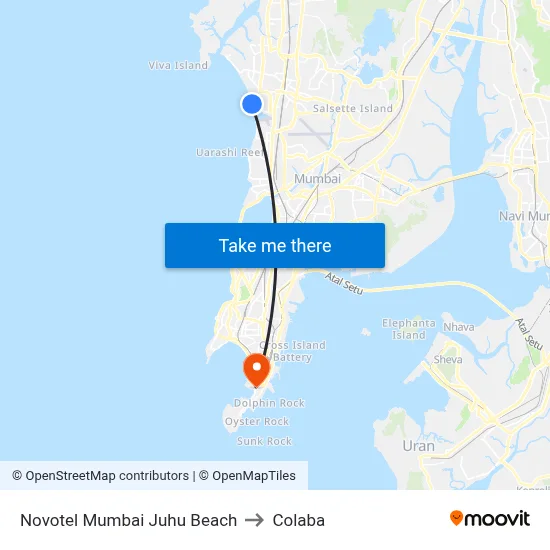 Novotel Mumbai Juhu Beach to Colaba map