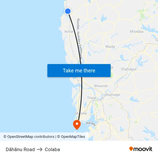 Dāhānu Road to Colaba map