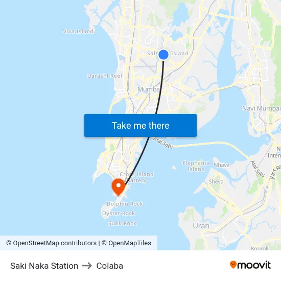 Saki Naka Station to Colaba map