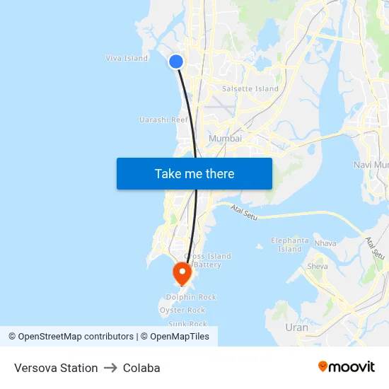 Versova Station to Colaba map