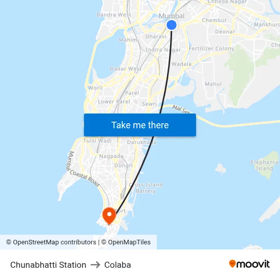 Chunabhatti Station to Colaba map