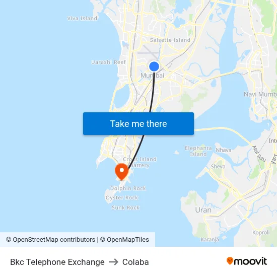 Bkc Telephone Exchange to Colaba map