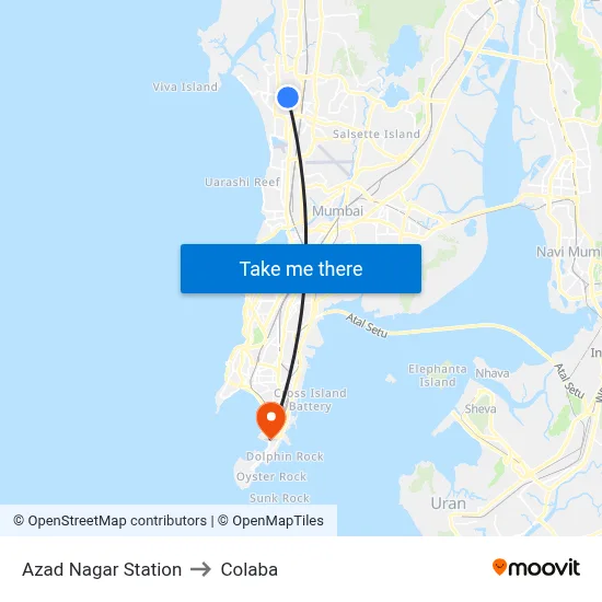 Azad Nagar Station to Colaba map