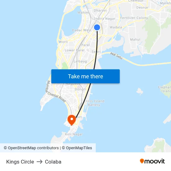 Kings Circle to Colaba map