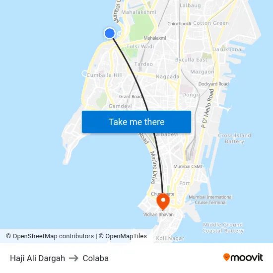 Haji Ali Dargah to Colaba map