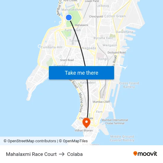 Mahalaxmi Race Court to Colaba map