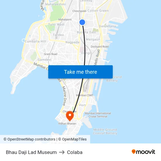 Bhau Daji Lad Museum to Colaba map