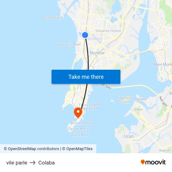 vile parle to Colaba map