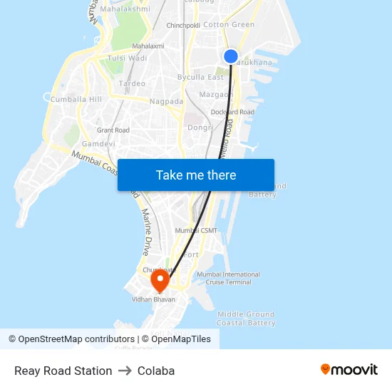 Reay Road Station to Colaba map