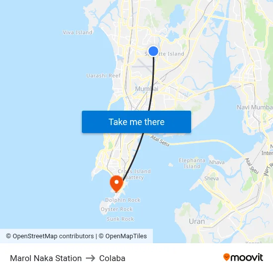 Marol Naka Station to Colaba map