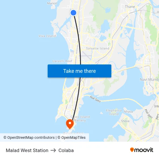 Malad West Station to Colaba map