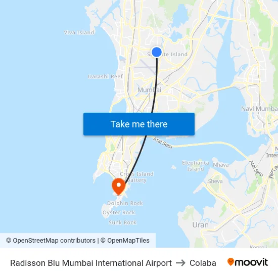 Radisson Blu Mumbai International Airport to Colaba map