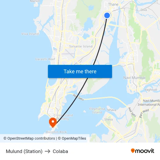 Mulund (Station) to Colaba map
