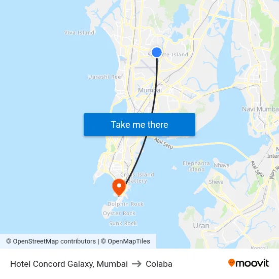 Hotel Concord Galaxy, Mumbai to Colaba map
