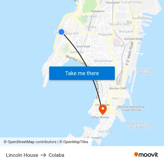 Lincoln House to Colaba map