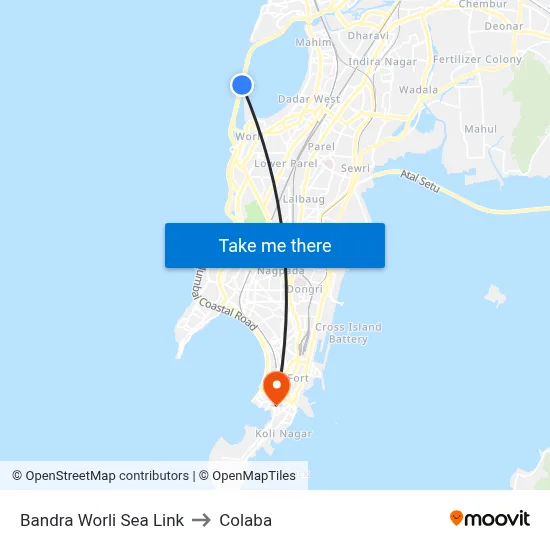 Bandra Worli Sea Link to Colaba map