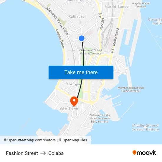 Fashion Street to Colaba map