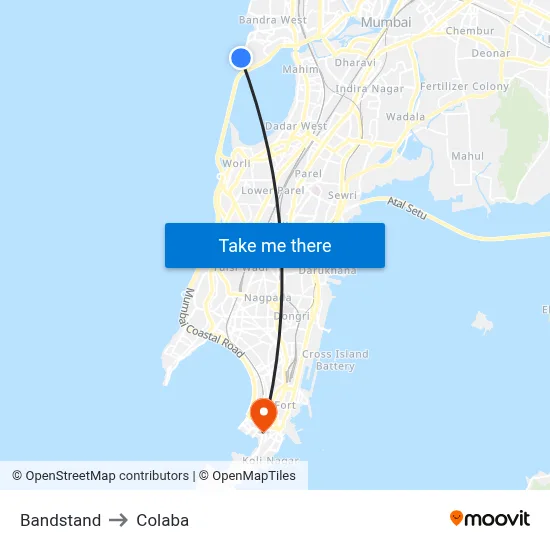 Bandstand to Colaba map