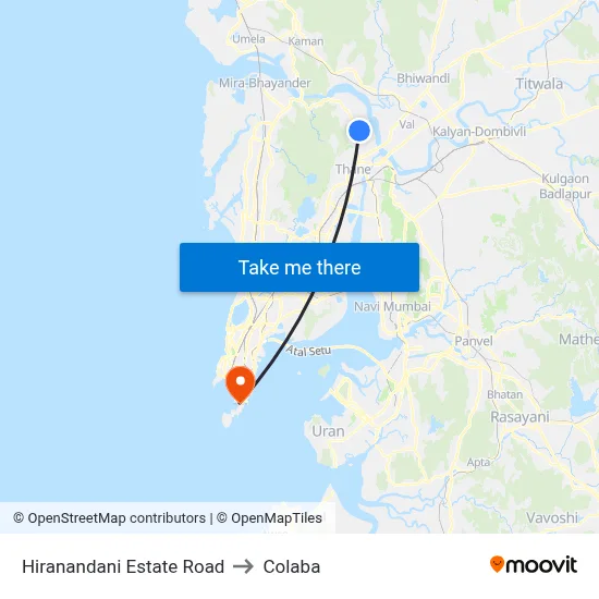 Hiranandani Estate Road to Colaba map