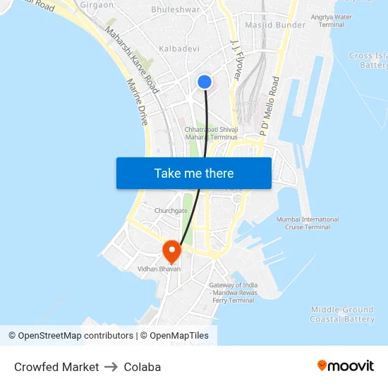 Crowfed Market to Colaba map