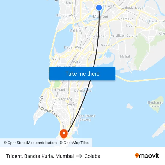 Trident, Bandra Kurla, Mumbai to Colaba map