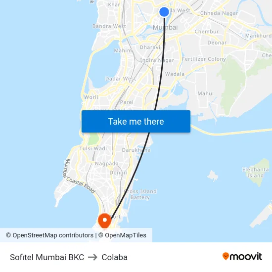 Sofitel Mumbai BKC to Colaba map