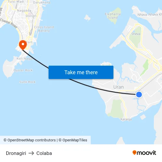 Dronagiri to Colaba map