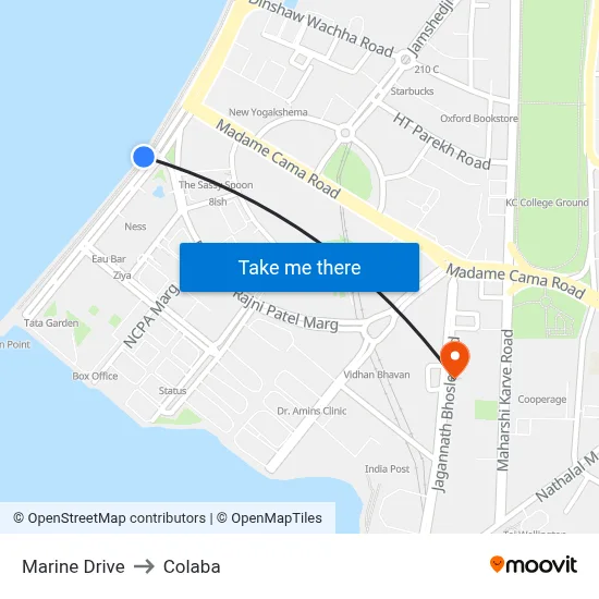 Marine Drive to Colaba map