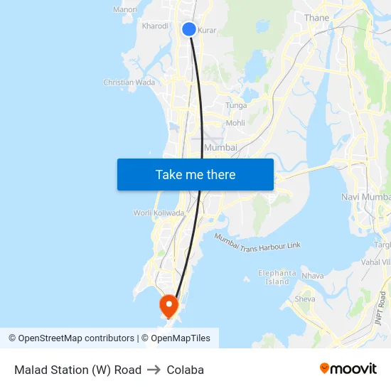 Malad Station (W) Road to Colaba map