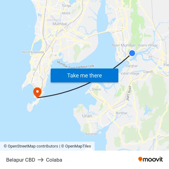 Belapur CBD to Colaba map