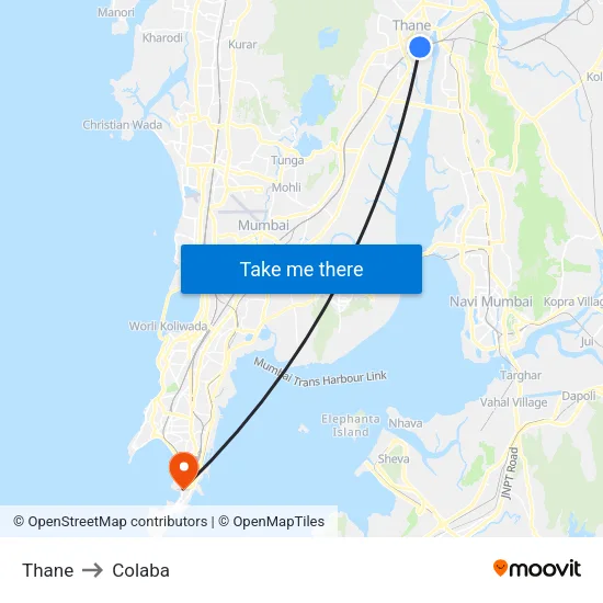 Thane to Colaba map