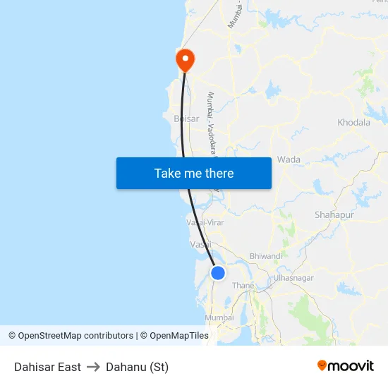Dahisar East to Dahanu (St) map