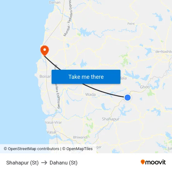 Shahapur (St) to Dahanu (St) map
