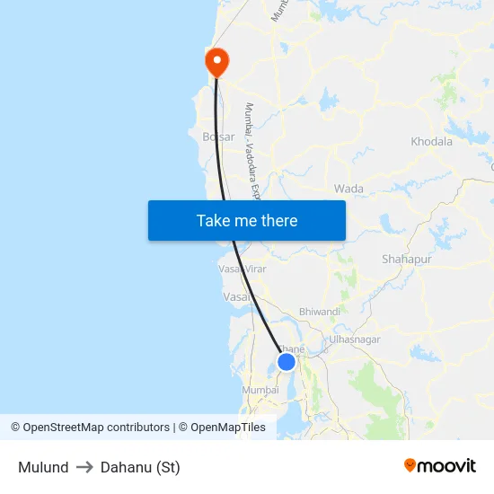 Mulund to Dahanu (St) map
