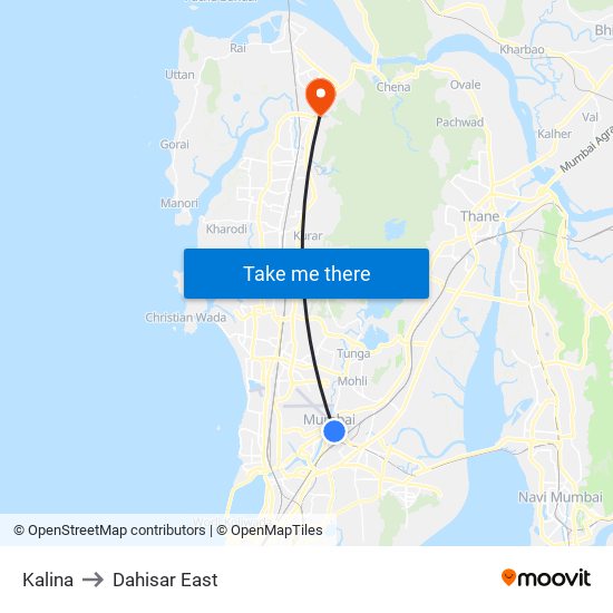 Kalina to Dahisar East map