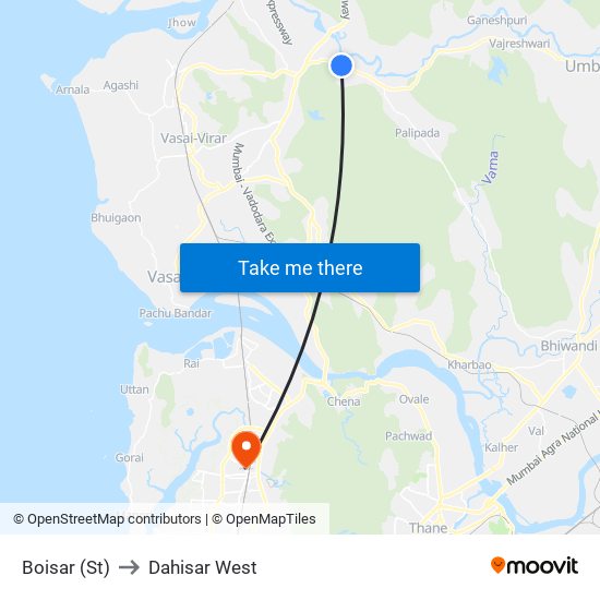 Boisar (St) to Dahisar West map