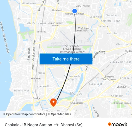 Chakala J B Nagar Station to Dharavi (Sc) map
