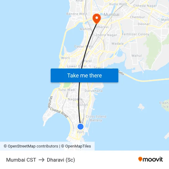 Mumbai CST to Dharavi (Sc) map