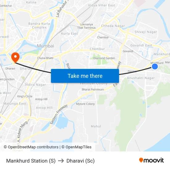 Mankhurd Station (S) to Dharavi (Sc) map