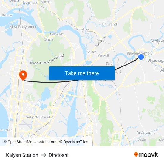 Kalyan Station to Dindoshi map