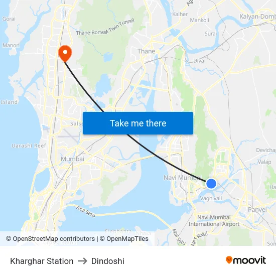 Kharghar Station to Dindoshi map