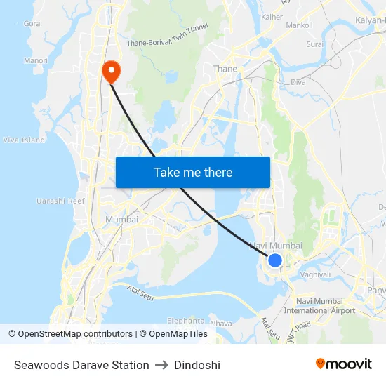 Seawoods Darave Station to Dindoshi map