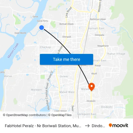 FabHotel Peralz - Nr Boriwali Station, Mumbai to Dindoshi map