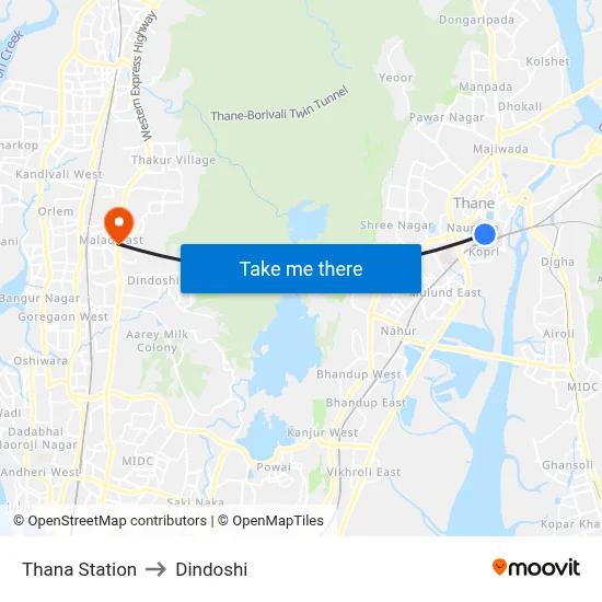 Thana Station to Dindoshi map