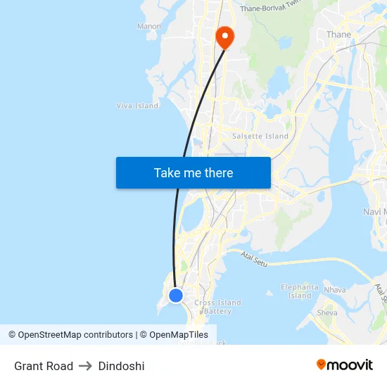Grant Road to Dindoshi map