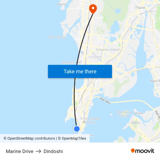Marine Drive to Dindoshi map