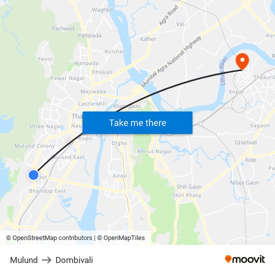 Mulund to Dombivali map